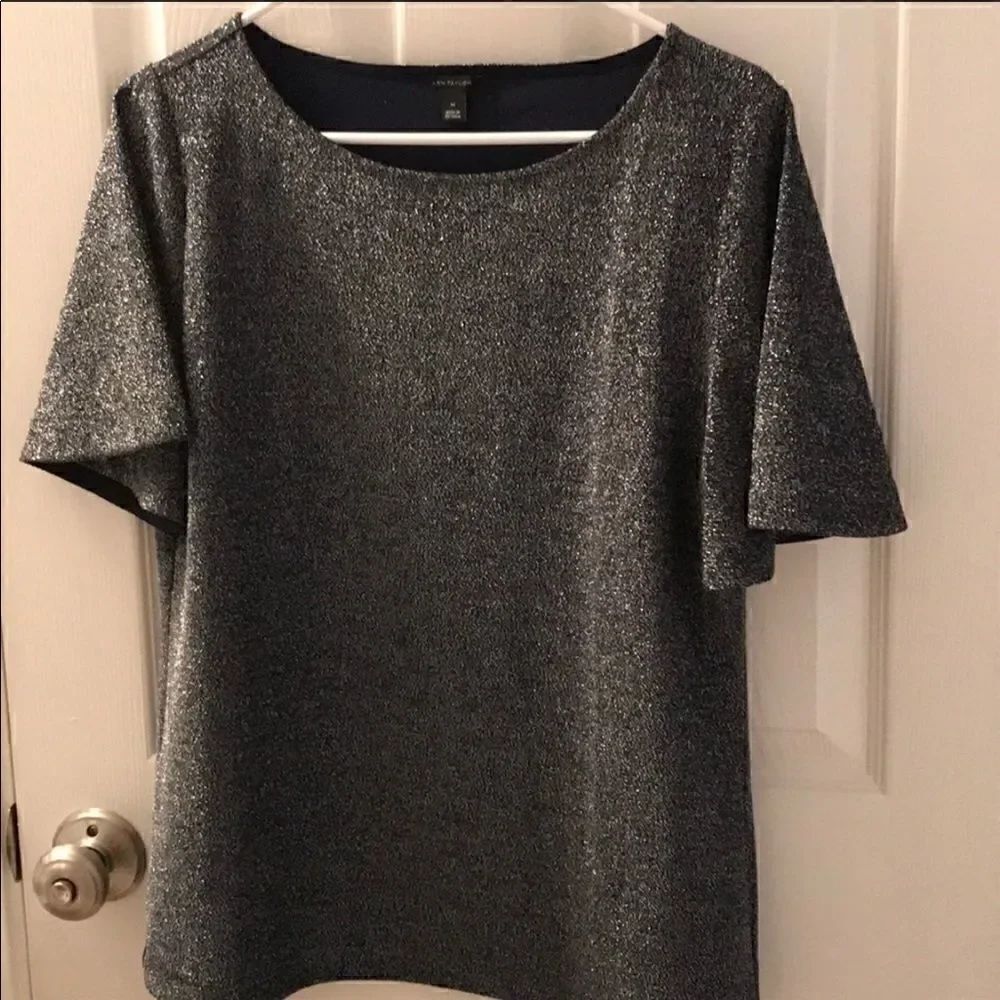 𝅺euc Ann Taylor metallic shimmer top sz medium
